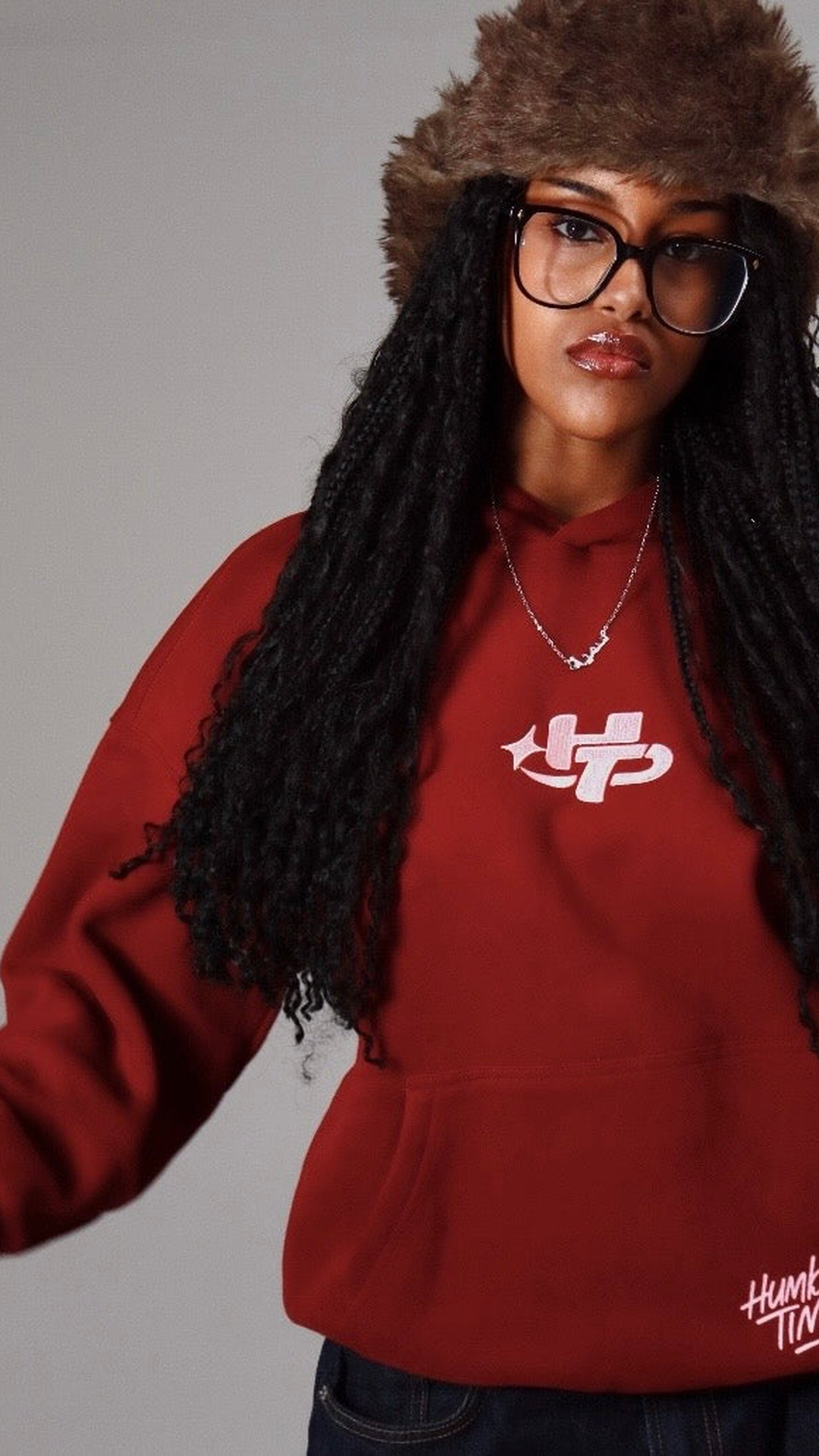 Burgundy and Baby Pink Hoodie by Humble Times – view 2