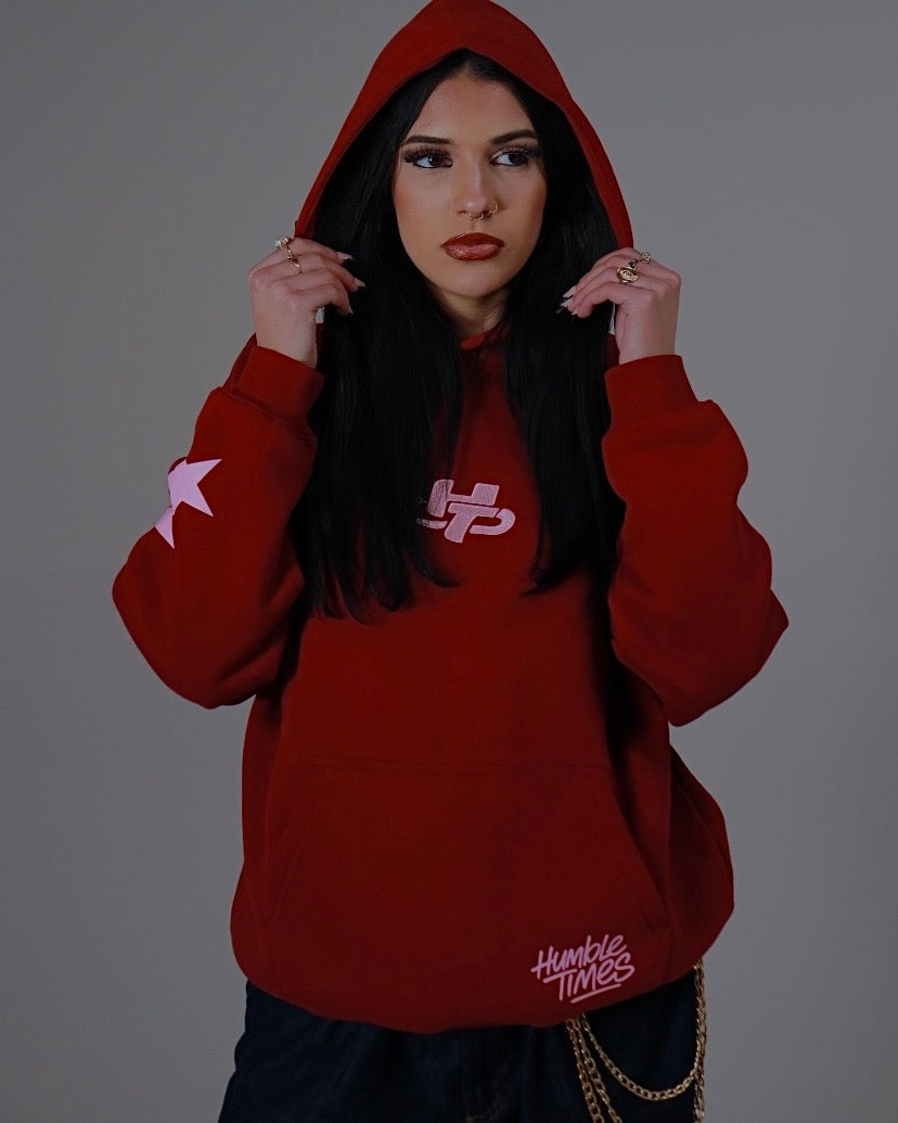 Burgundy and Baby Pink Hoodie by Humble Times – view 3