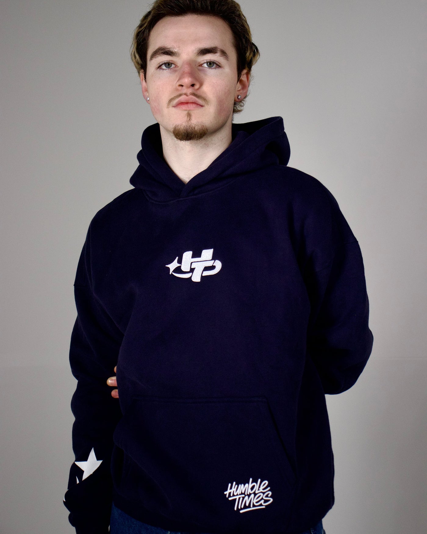 Navy and White Hoodie – Humble Times Irish streetwear
